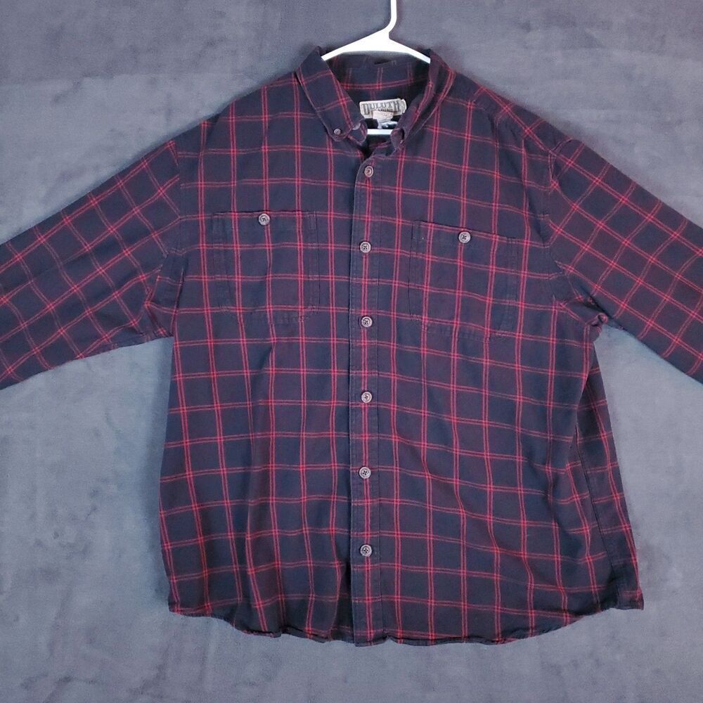 Duluth Trading Shirt Mens XL Black Red Plaid Flannel Heavy Shacket Pocket - Picture 3 of 14